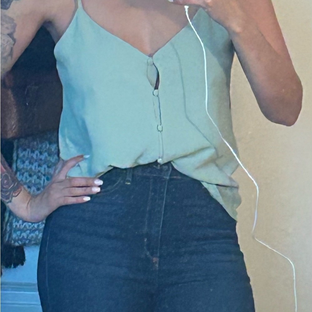 SHEIN green cami blouse